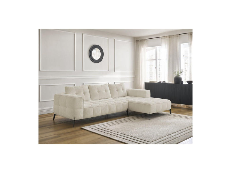 Canapé D'Angle Fixe - Anis - Tissu Bouclette - Angle Droit