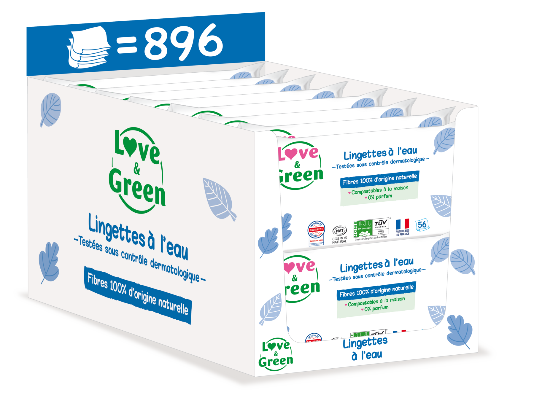 Toallitas Ecológicas Al Agua - Fibras 100% De Origen Natural - 56 Toallitas