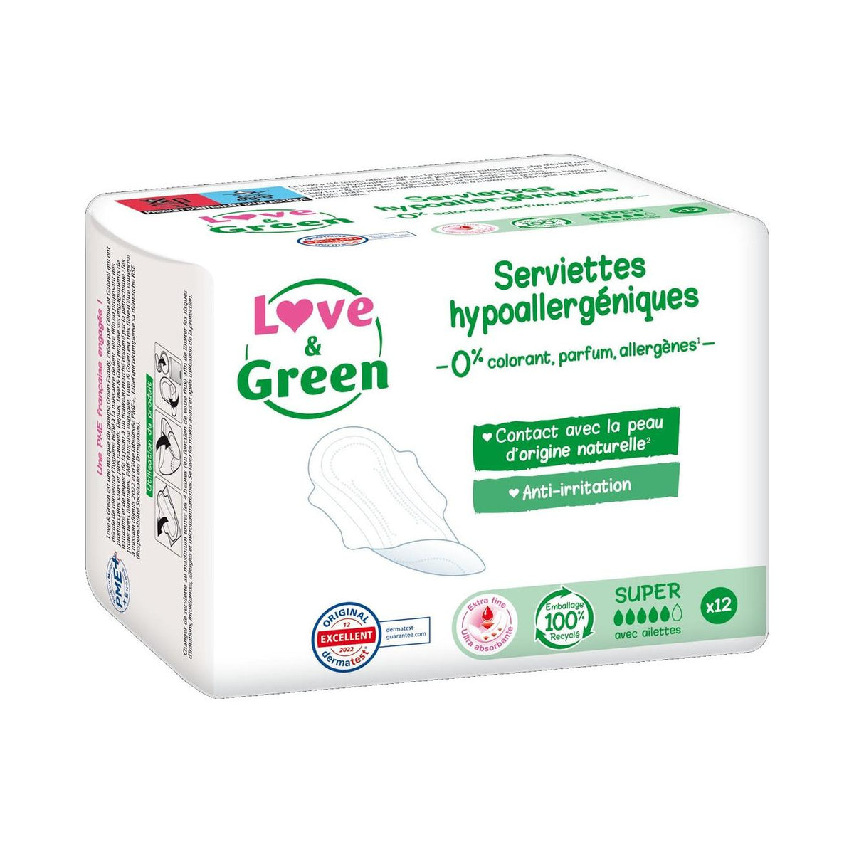 Serviettes Hypoallergéniques Et Écologiques "Super" X 12
