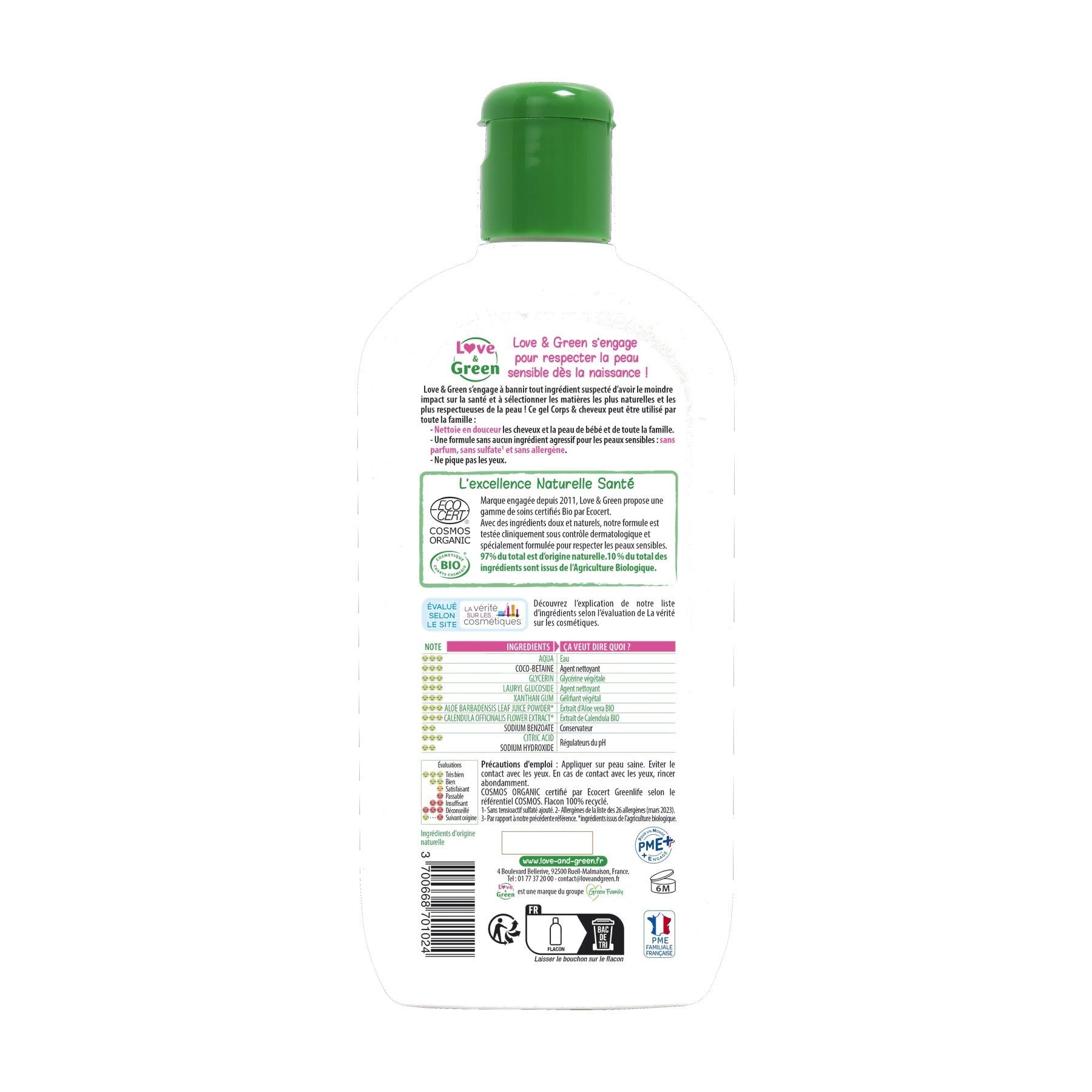 Certified Organic Fragrance-Free Sulphate-Free Body & Hair Wash, 500ml