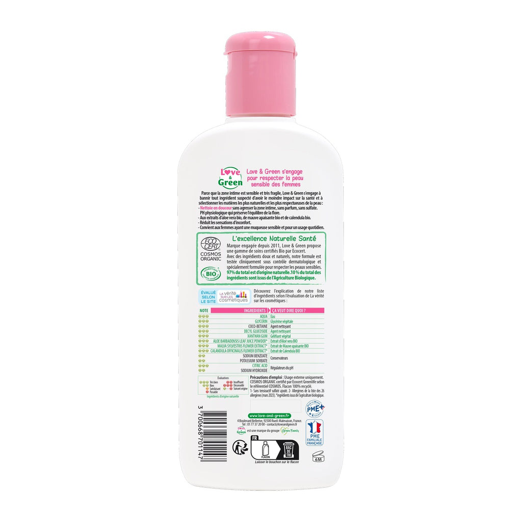 Gel Lavant Intime Apaisant Certifié Bio, Sans Sulfate, Sans Parfum, 200Ml