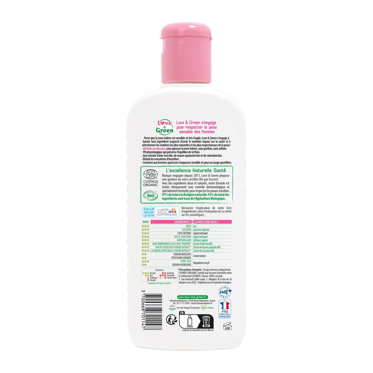 Gel Lavant Intime Apaisant Certifié Bio, Sans Sulfate, Sans Parfum, 200Ml