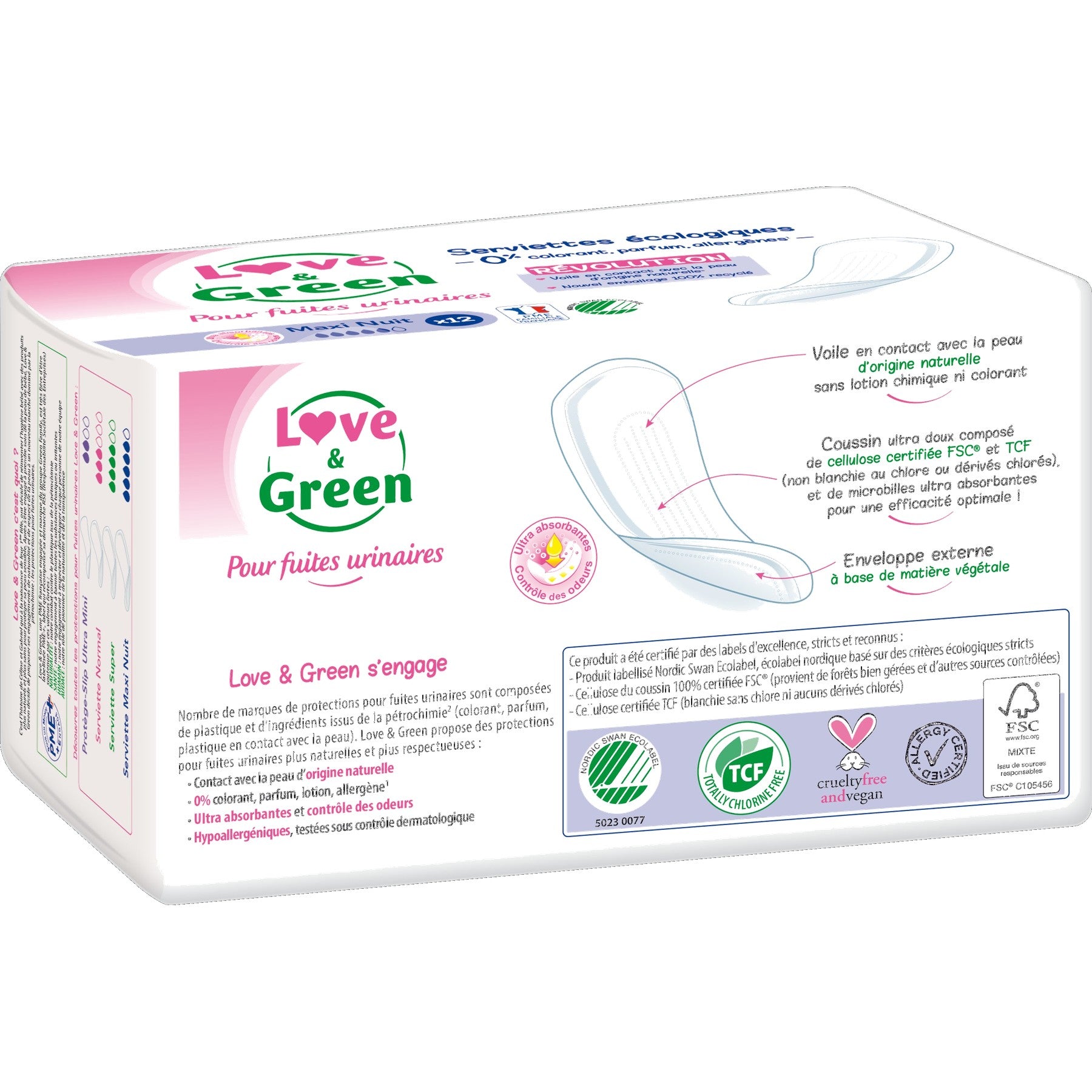 Hypoallergenic And Ecological "Night" Incontinence Pads X 12