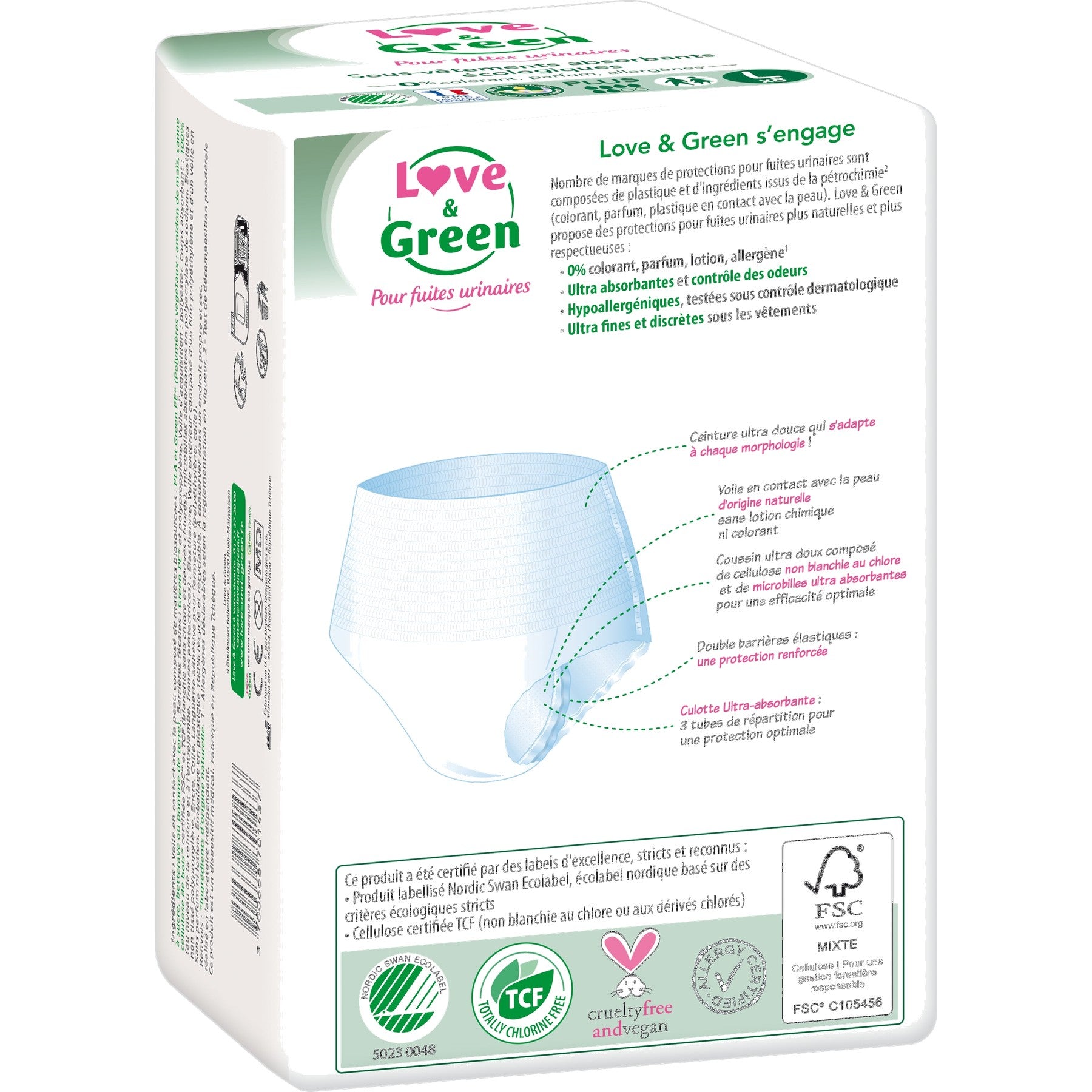 Sous-Vêtements Absorbants Adulte Hypoallergéniques Et Écologiques Plus "Taille L" X8