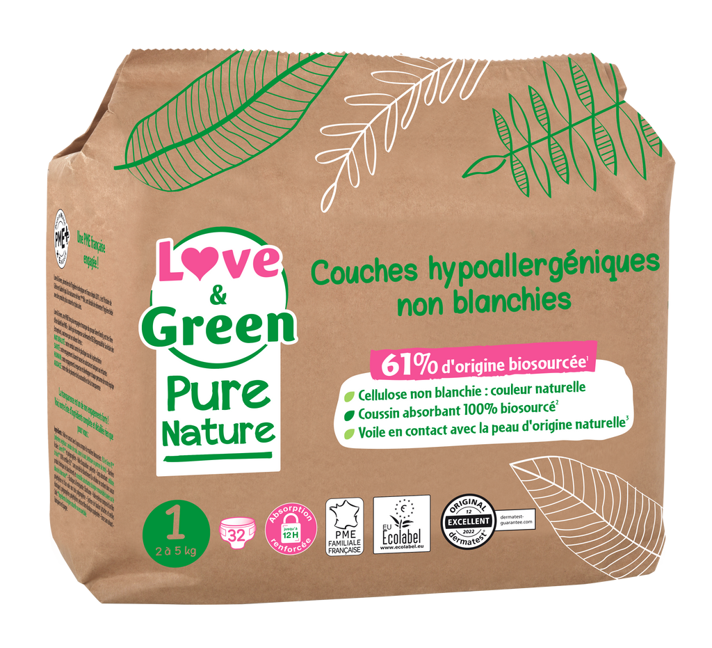 Pure Nature Couches Hypoallergéniques Et Écologiques Non Blanchies T1 X 32