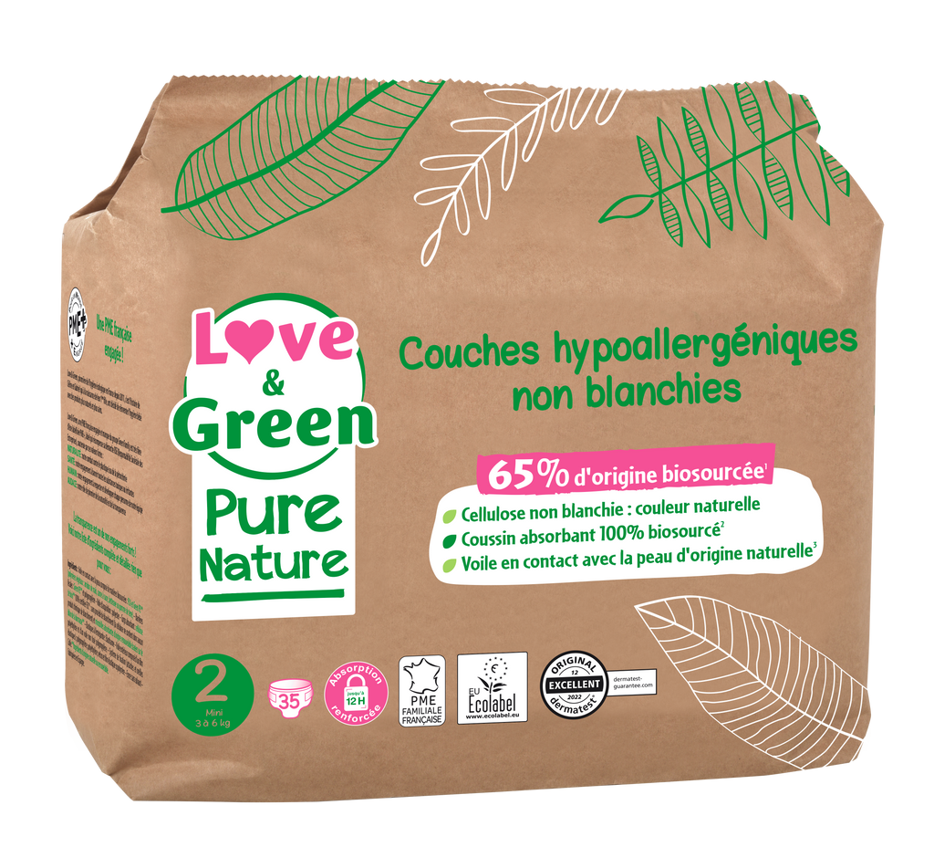 Pure Nature Couches Hypoallergéniques Et Écologiques Non Blanchies T2 X 35