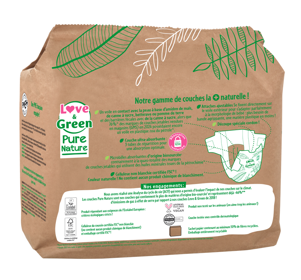 Pure Nature Couches Hypoallergéniques Et Écologiques Non Blanchies T2 X 35