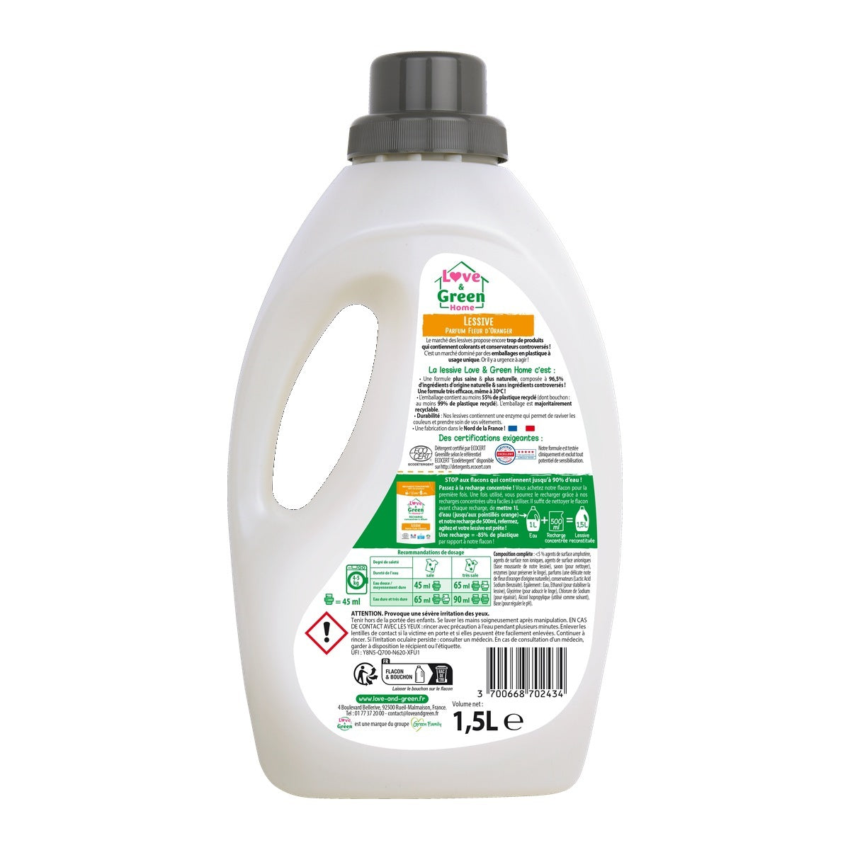 Home Lessive Rechargeable Parfumée Fleur D'Oranger - 1,5L