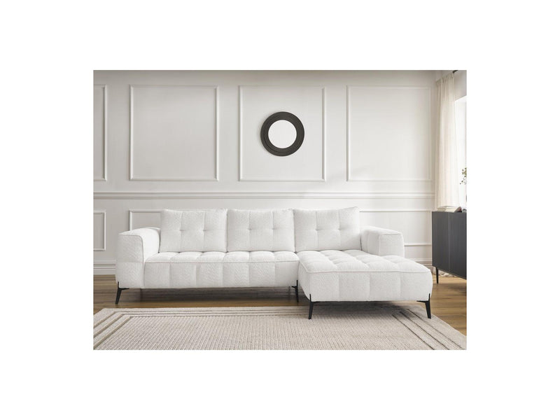 Canapé D'Angle Fixe - Anis - Tissu Bouclette - Angle Droit