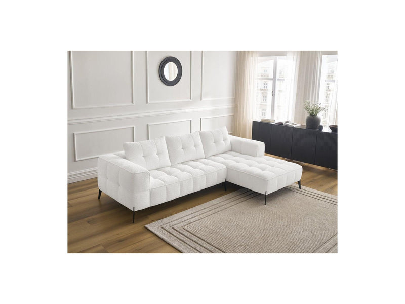 Canapé D'Angle Fixe - Anis - Tissu Bouclette - Angle Droit