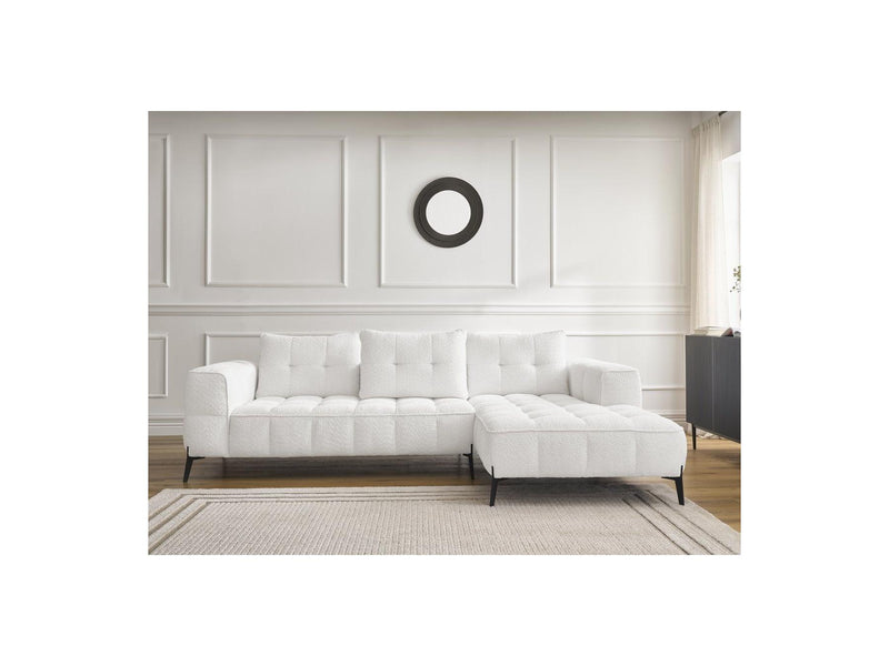 Canapé D'Angle Fixe - Anis - Tissu Bouclette - Angle Droit