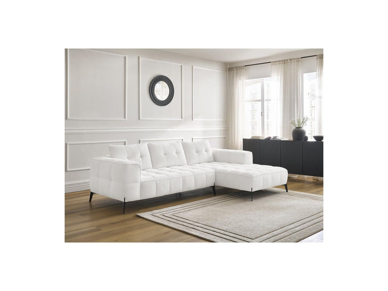 Canapé D'Angle Fixe - Anis - Tissu Bouclette - Angle Droit