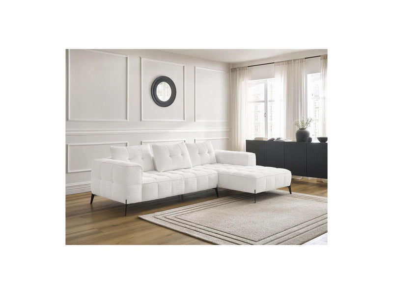 Canapé D'Angle Fixe - Anis - Tissu Bouclette - Angle Droit