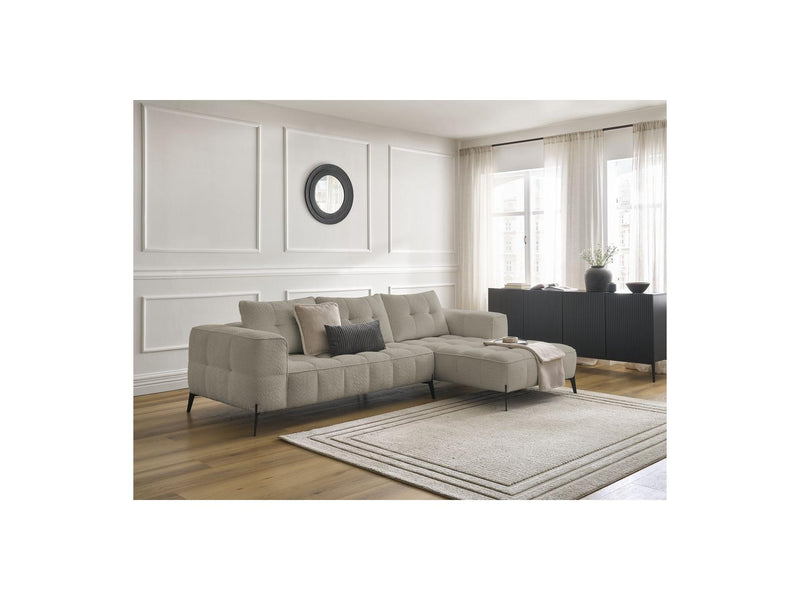 Canapé D'Angle Fixe - Anis - Tissu Bouclette - Angle Droit