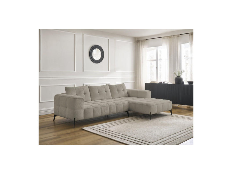 Canapé D'Angle Fixe - Anis - Tissu Bouclette - Angle Droit