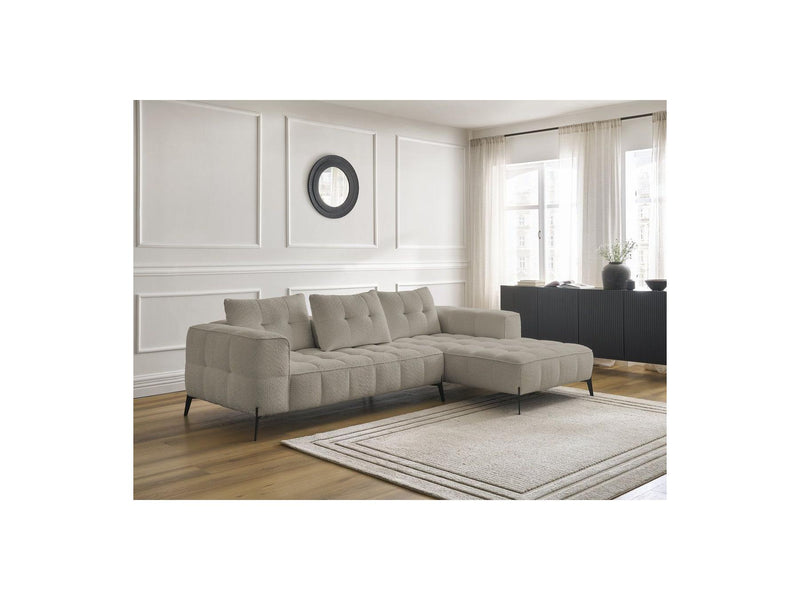 Canapé D'Angle Fixe - Anis - Tissu Bouclette - Angle Droit