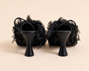 Pia Sling In Black Suede & Turkey Feathers