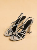 Stella Sandal In Silver Mirrored Leather