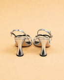 Stella Sandal In Silver Mirrored Leather