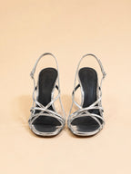 Stella Sandal In Silver Mirrored Leather