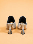 Sade Mule In Silver Laminated Lambskin