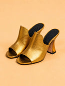 Sade Mule In Gold Laminated Lambskin
