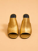 Sade Mule In Gold Laminated Lambskin
