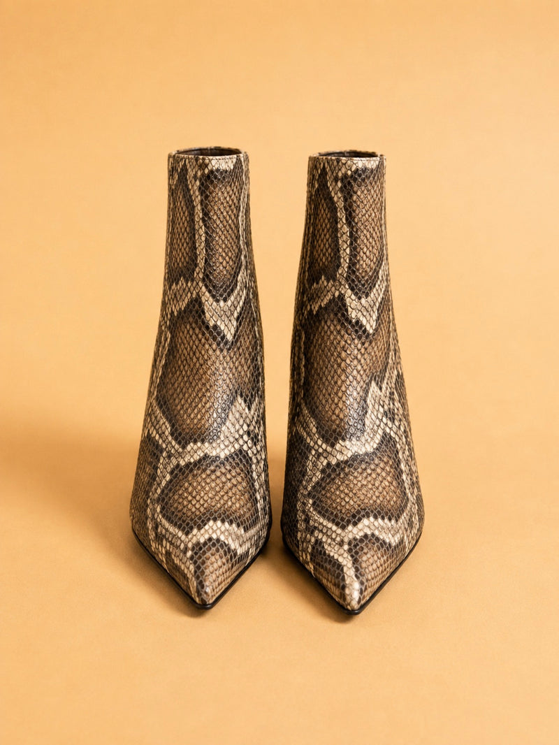Petra Ankle Boot In Brown Python Leather
