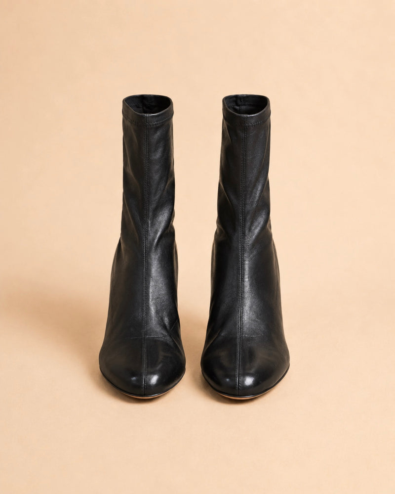 Roma Ankle Boot In Black Stretch Lambskin
