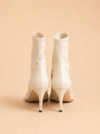 Roma Ankle Boot In Ivory Stretch Lambskin
