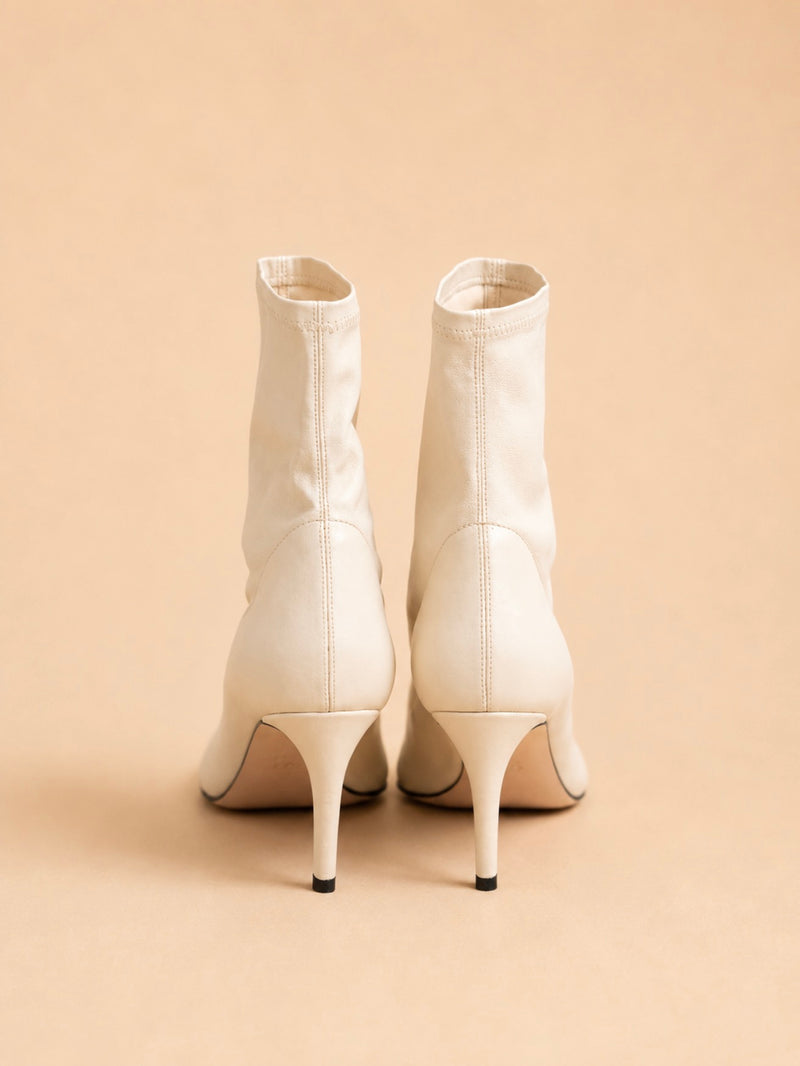 Roma Ankle Boot In Ivory Stretch Lambskin