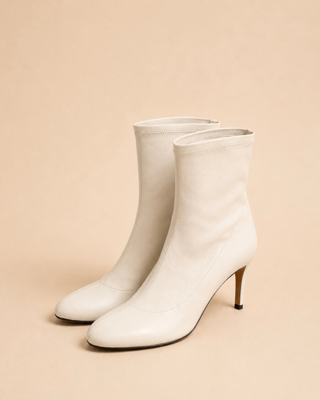 Roma Ankle Boot In Ivory Stretch Lambskin