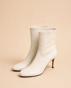 Roma Ankle Boot In Ivory Stretch Lambskin