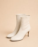 Roma Ankle Boot In Ivory Stretch Lambskin