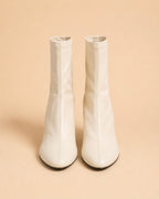 Roma Ankle Boot In Ivory Stretch Lambskin