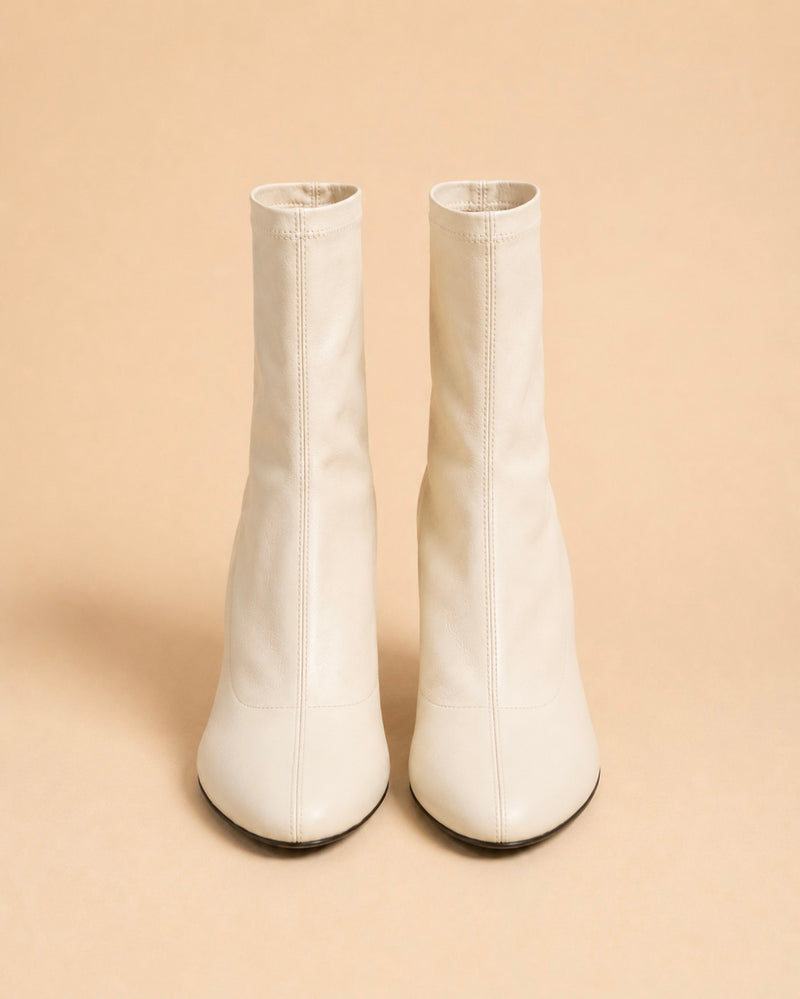 Roma Ankle Boot In Ivory Stretch Lambskin