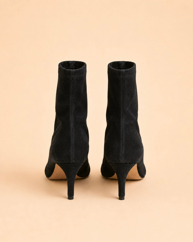 Roma Ankle Boot In Black Stretch Suede