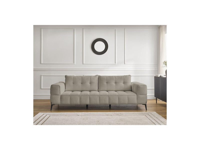 Canapé Droit Fixe 3 Places - Anis - Tissu Bouclette