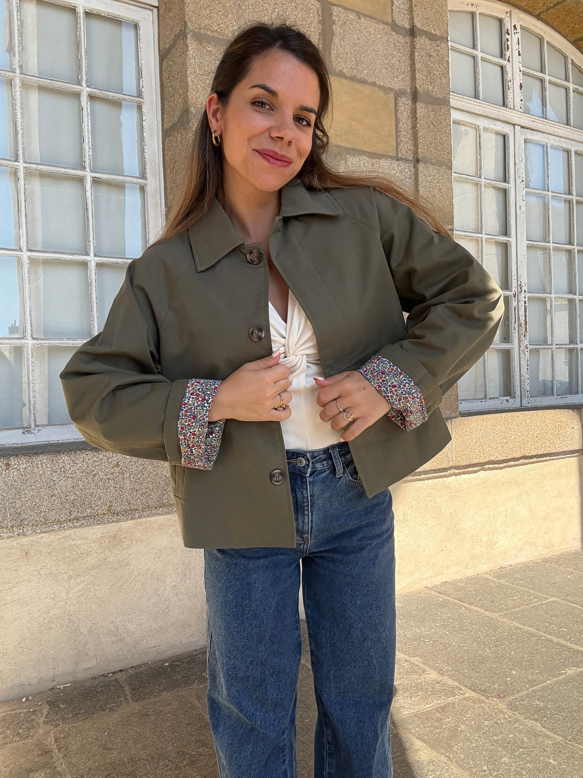 Chaqueta trench Edith de algodón Liberty caqui