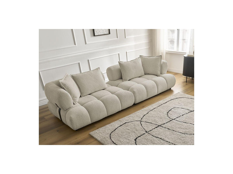 Canapé Droit Fixe 4 Places - Alya - Tissu Bouclette