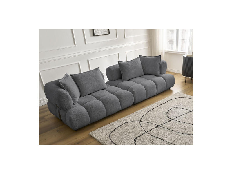 Canapé Droit Fixe 4 Places - Alya - Tissu Bouclette