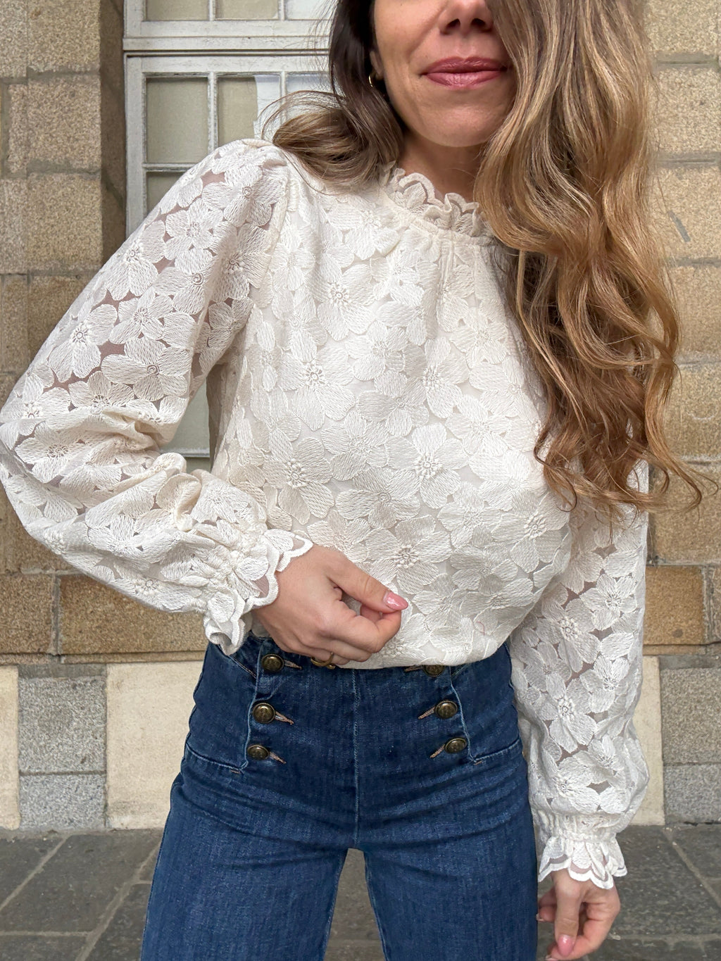 Alma Ecru Lace Blouse