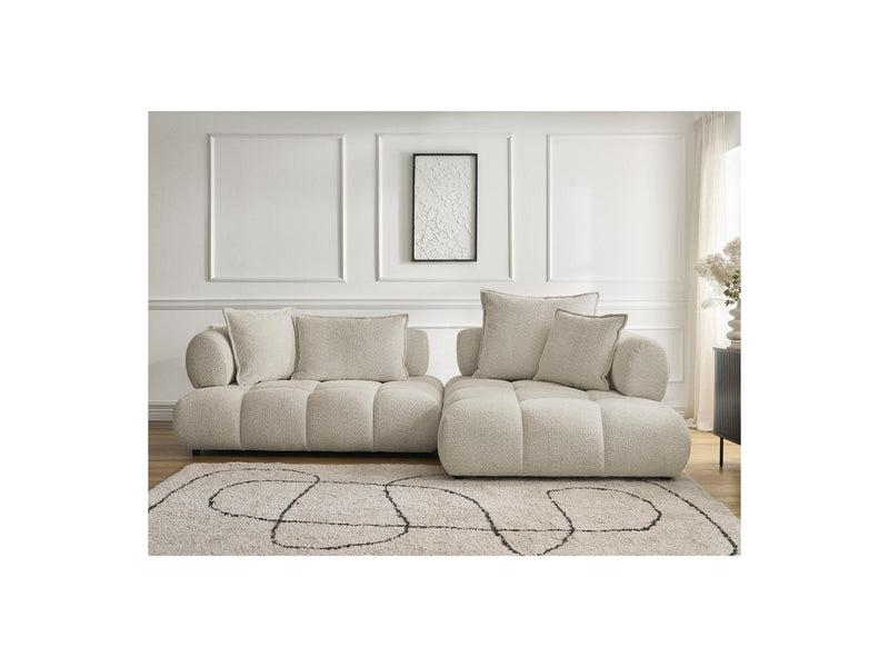 Canapé D'Angle Fixe - Alya - Tissu Bouclette - Angle Droit
