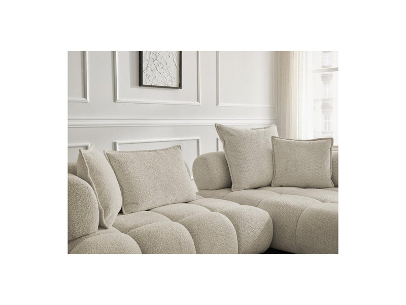 Canapé D'Angle Fixe - Alya - Tissu Bouclette - Angle Droit