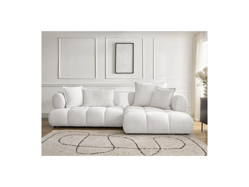 Canapé D'Angle Fixe - Alya - Tissu Bouclette - Angle Droit