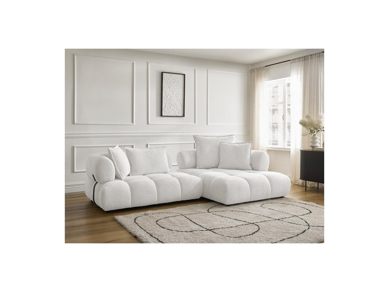 Canapé D'Angle Fixe - Alya - Tissu Bouclette - Angle Droit