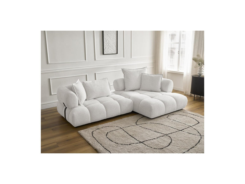 Canapé D'Angle Fixe - Alya - Tissu Bouclette - Angle Droit