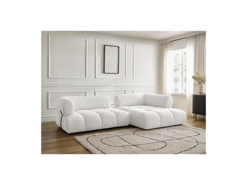 Canapé D'Angle Fixe - Alya - Tissu Bouclette - Angle Droit