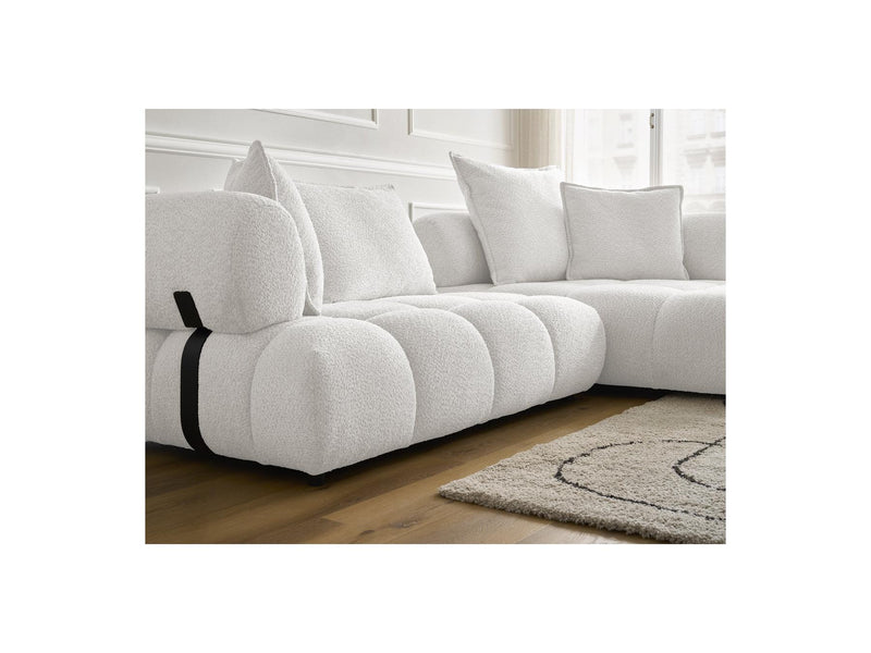Canapé D'Angle Fixe - Alya - Tissu Bouclette - Angle Droit
