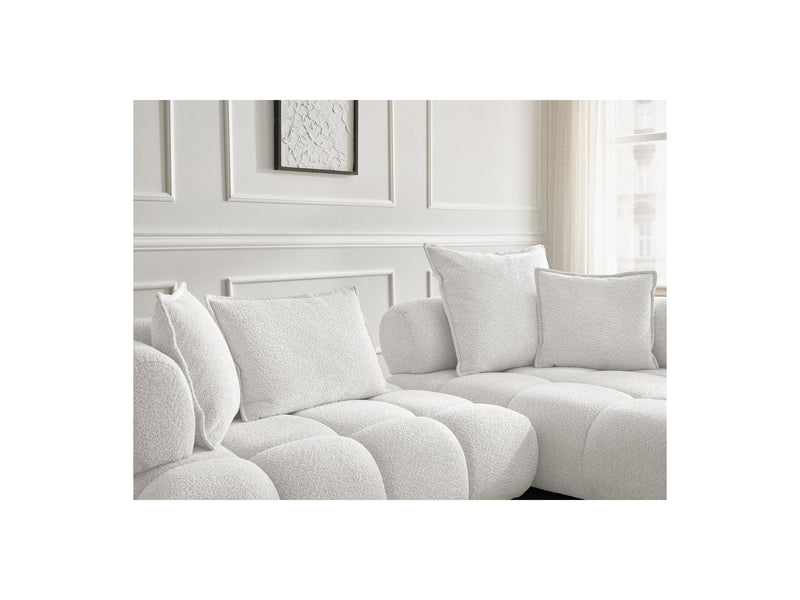 Canapé D'Angle Fixe - Alya - Tissu Bouclette - Angle Droit